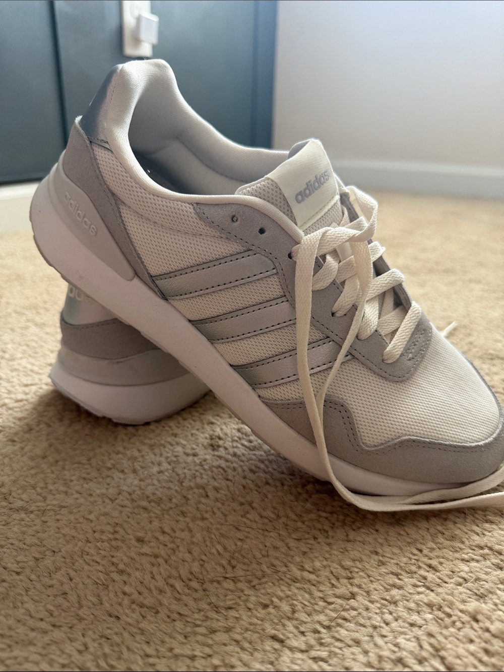 adidas Women's Retro Runner Sneakers in Light Gray and White